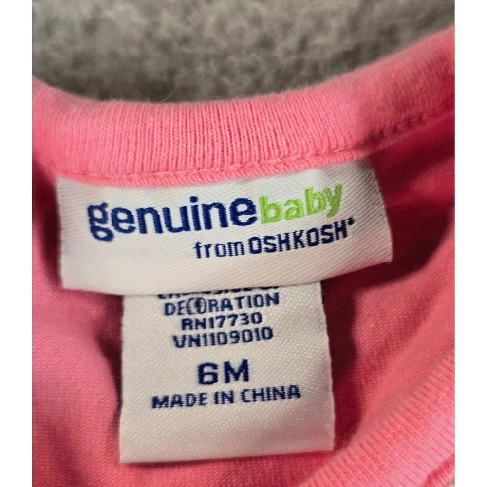 Genuine Baby OshKosh 6m Denim Jumper Dress Pink Bodysuit Floral Y2K Deadstock
